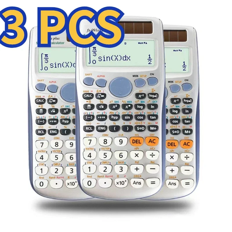 3PCS Teaching Scientific Calculator LED Display Student Style Pocket Multiple Function Calculator 991ES PLUS Student Products