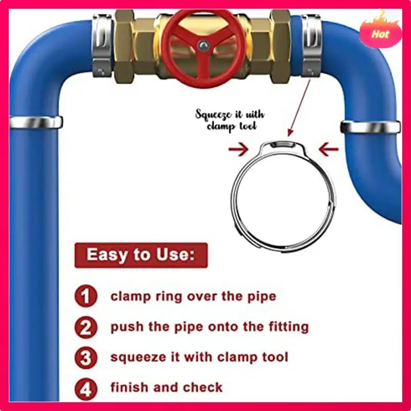 100Pack 1/2 Inch Pex Cinch Rings,304 Stainless Steel PEX Crimp Rings,Pex Fitting Pinch Ring For PEX Tubing Pipe Fitting