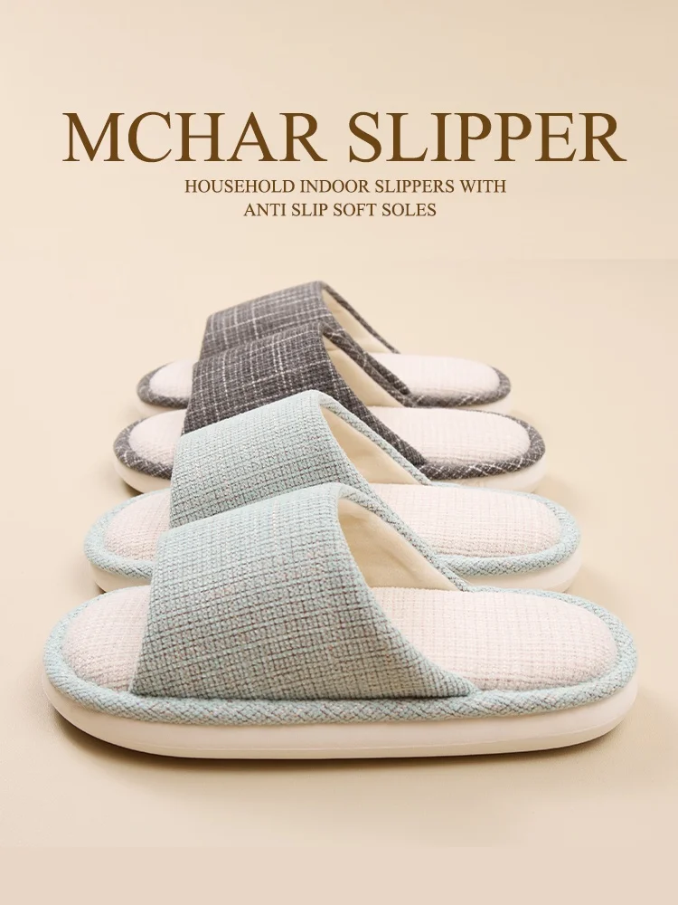 

Japanese Sle Cotton Linen Slippers Breathable Open-Toe Indoor Floor Mat Men's Anti-Slip Summer Home oes for Couples