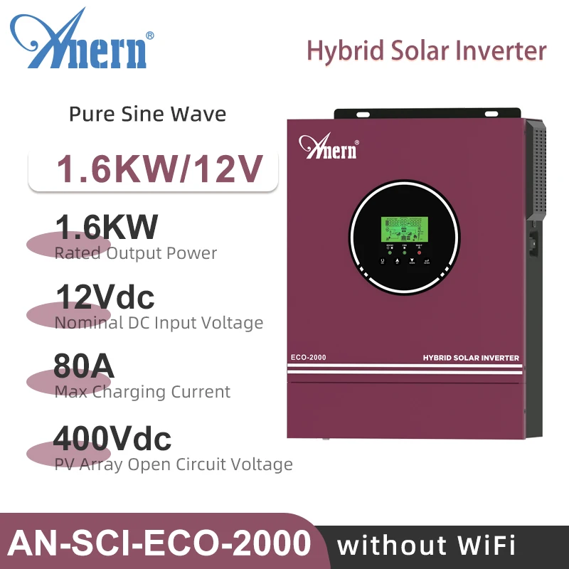 

Hybrid Solar Inverter12V 24V 3.2KW 2KVA Battery Charger 230VAC Max PV 400V With 80A MPPT Charger Pure Sine Wave Power Inverter