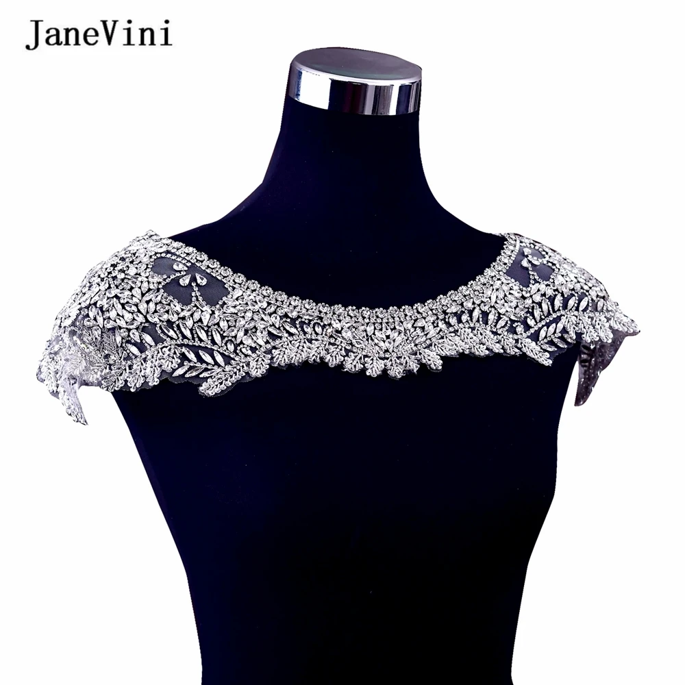 JaneVini 2023 Luxury Rhinestone Bridal Shoulder Chain Sparkle Full Crystal Prom Party Necklace Jewelry Wedding Dress Accessories