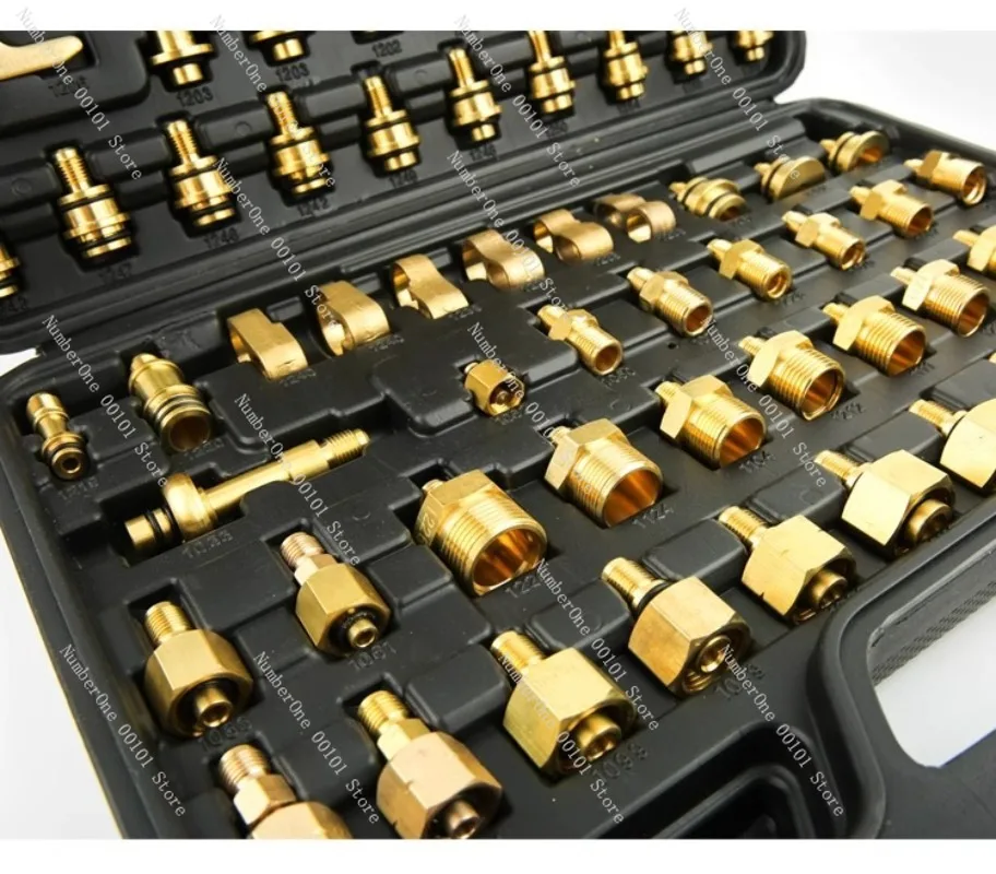 77 piece set of pure copper automotive air conditioning maintenance and leak detection tools, leak detection