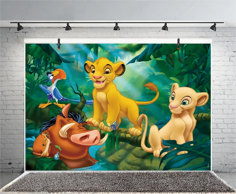 Lion King fondale Simba Boy Baby Shower 1st Animal Forest Happy Birthday Party photography Background Photo Banner Decoration