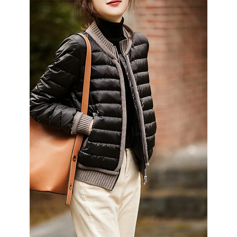 

Women Autumn and Winter 95% White Light Goose Baseball Uniform Down Coat Women's Short Goose Down Jacket