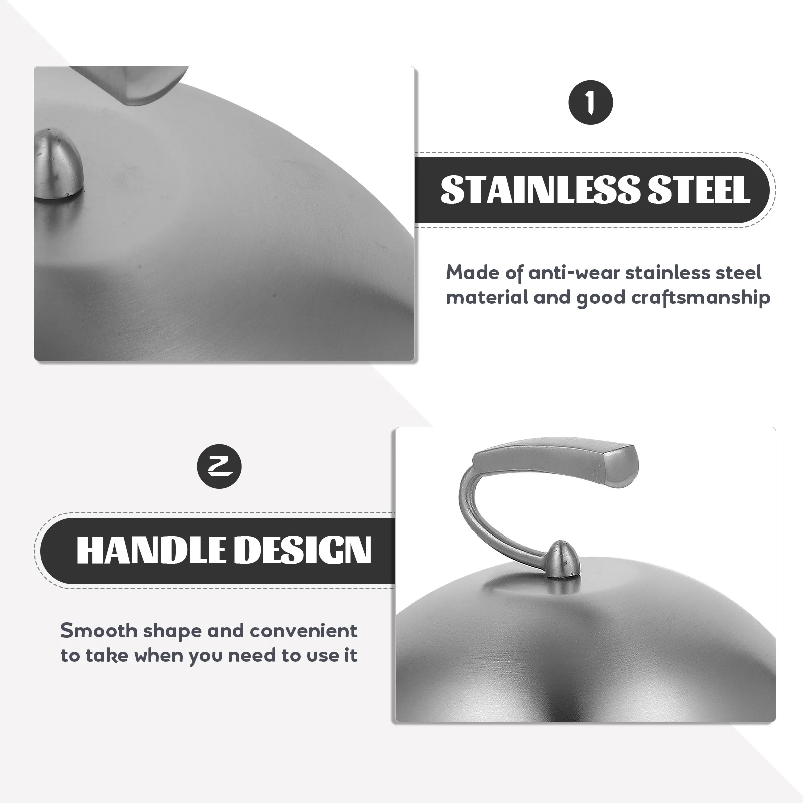 

1pc Stainless Steel Food With Handle Steak Kitchen Supplies Bbq Dome Lid Oil-Proof Meal Household Metal Cover Anti-Splashing