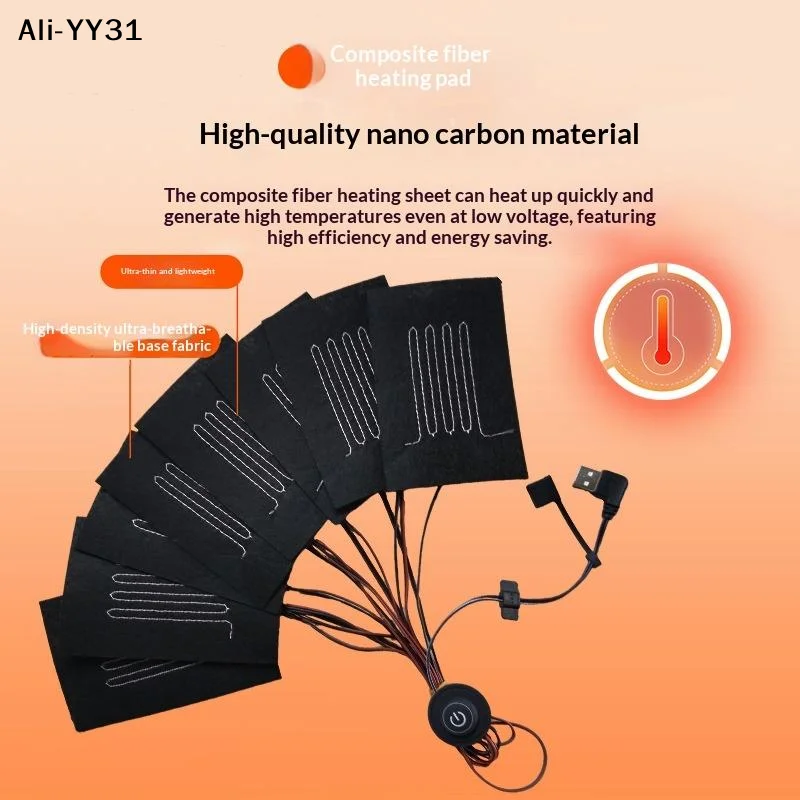 

1 шт., грелка для жилета, куртки, 8 в 1, USB-нагреватель для одежды с 3 передачами, регулируемая температура, электрический нагревательный лист