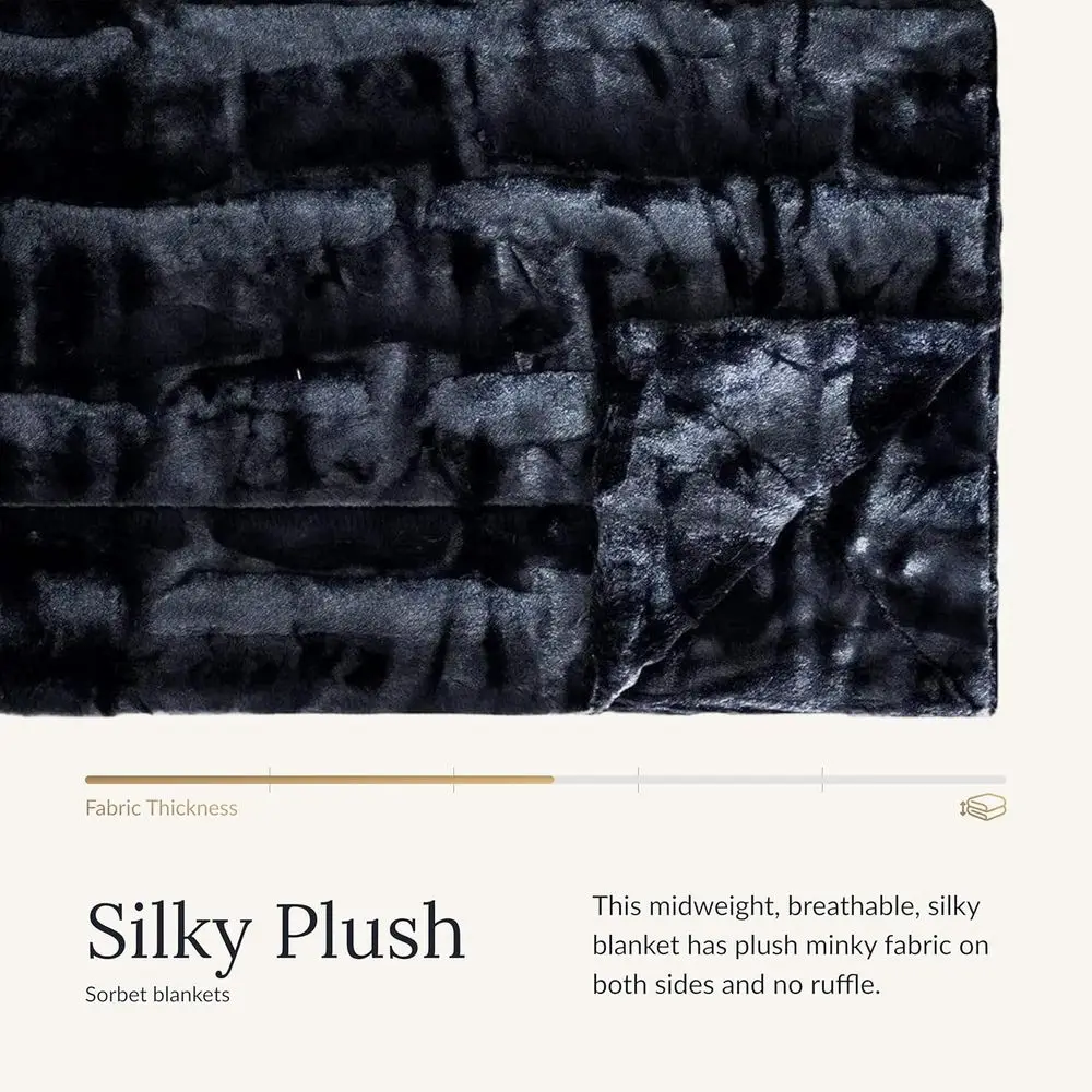 بطانية رمي حريرية فاخرة - غطاء ناعم متوسط الوزن لراحة أنيقة - مسامي، قابل للغسل في الغسالة، أسود