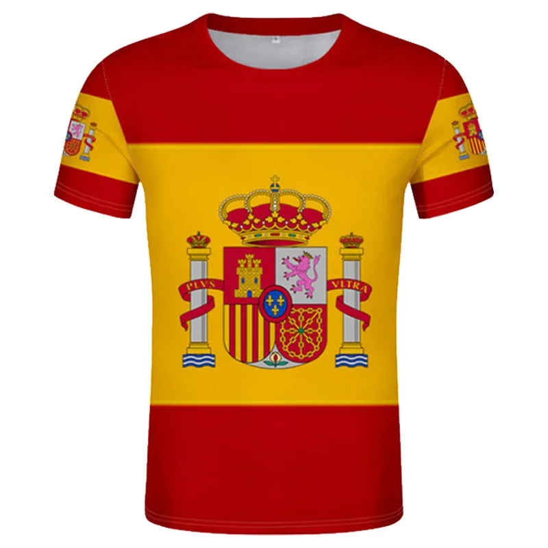 Fashion Spain Flag 3D Print T Shirt for Men and Women Kid Hip Hop Casual Boys Girls Unisex O-Neck Plus Size Casual Tops Clothing