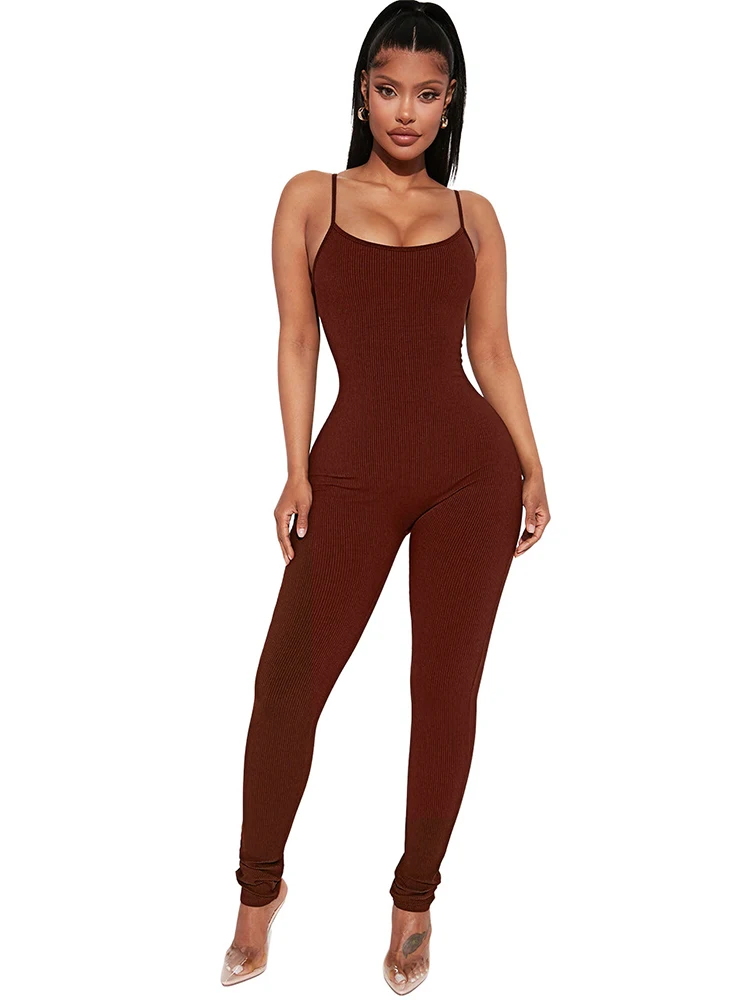 

Szkzk Sexy Camis Vest Bodycon Jumpsuit For Women Night Club Rompers Party Evening Clubwear Tight Backless Jumpsuits Long Pants