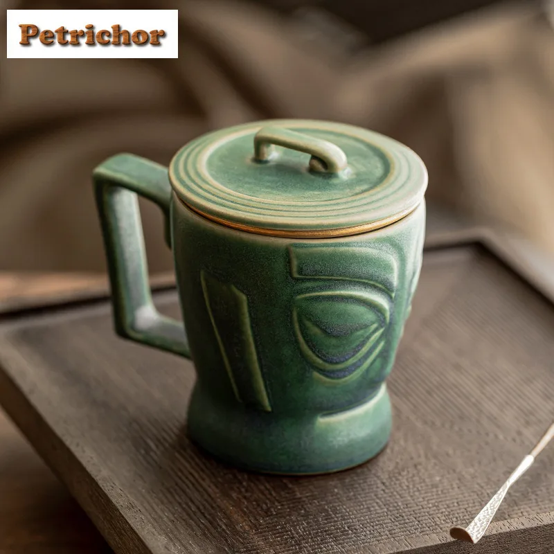 

215ml Sanxingdui Facial Makeup Filter Tea Separator Cup Zen Tea Mug With Infuser Tea Brewing Office Water Cup Teaware Ornaments