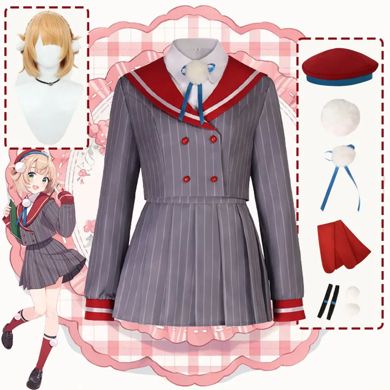 

Vtuber Shigure Ui Косплей Костюм Шляпа Носки Головные уборы Shigure Ui Парик Одежда JK Униформа Одежда для Хэллоуина для женщин и девочек