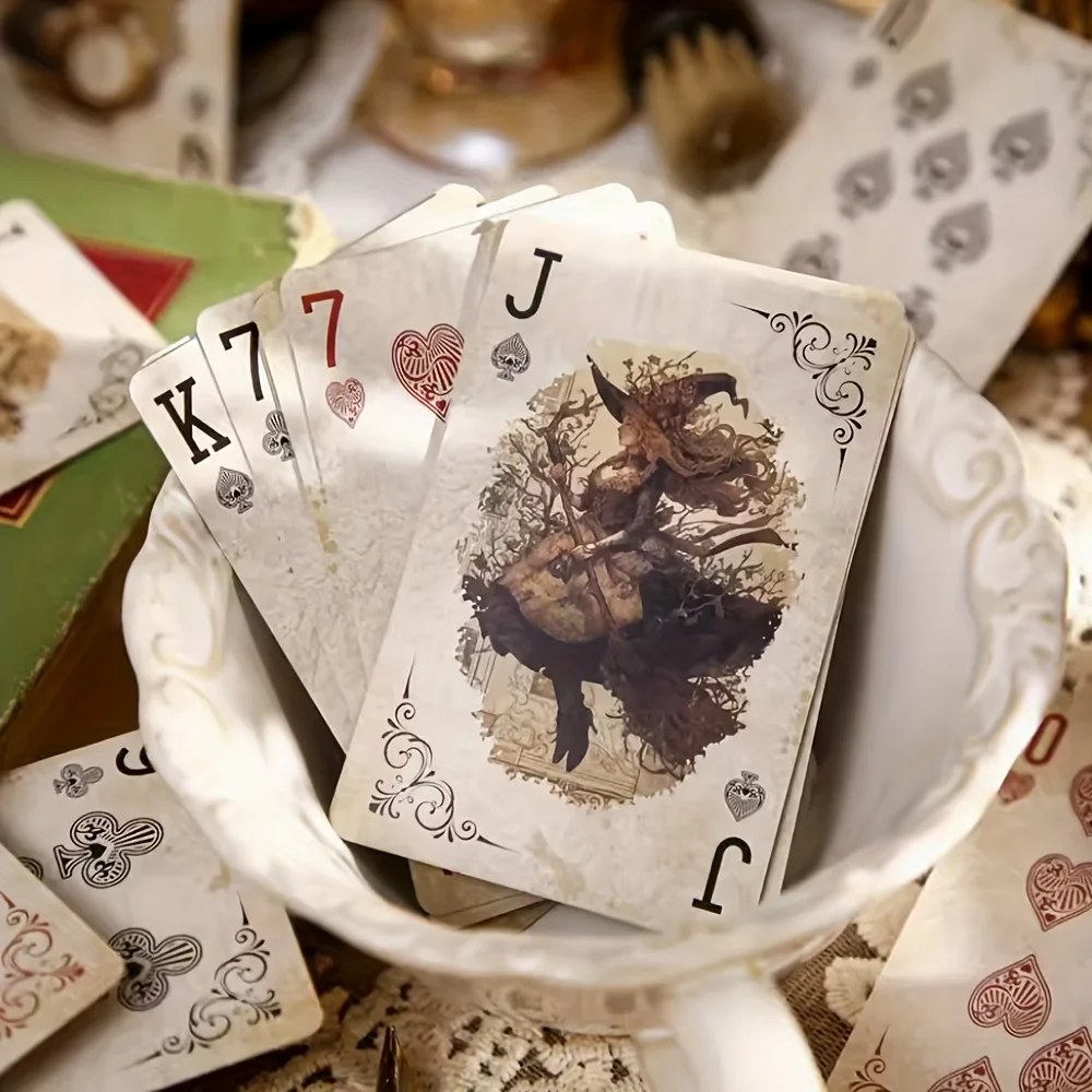 Alice Serisi Retro Poker Kartları Aile Toplantıları Oyunları için Kalın Kaymaz Buzlu Kaplama Koleksiyon Sihirli Kart Mevcut Pokers