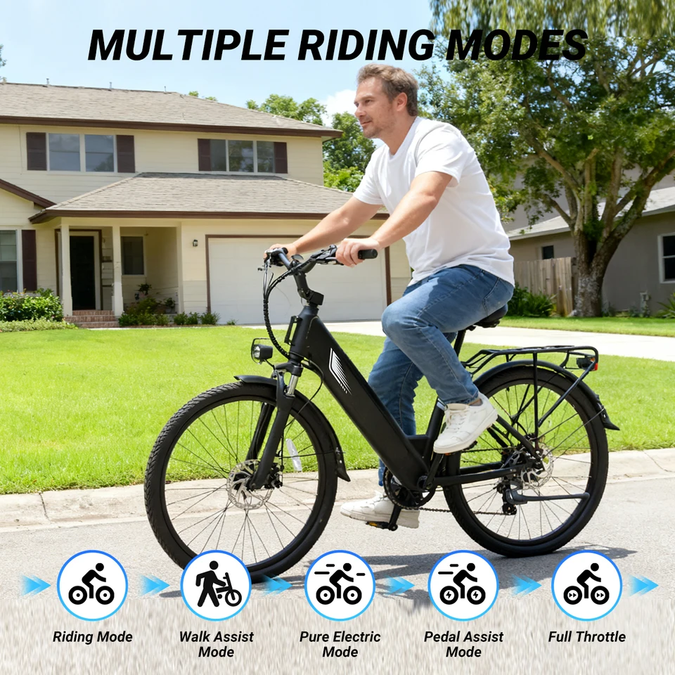 【1 Year Warranty】DYU C7 Electric Bicycle Peak 1000W Motor 480WH Lithium Battery Electric Bike 26 Inch City E bike，UL2849 image 7