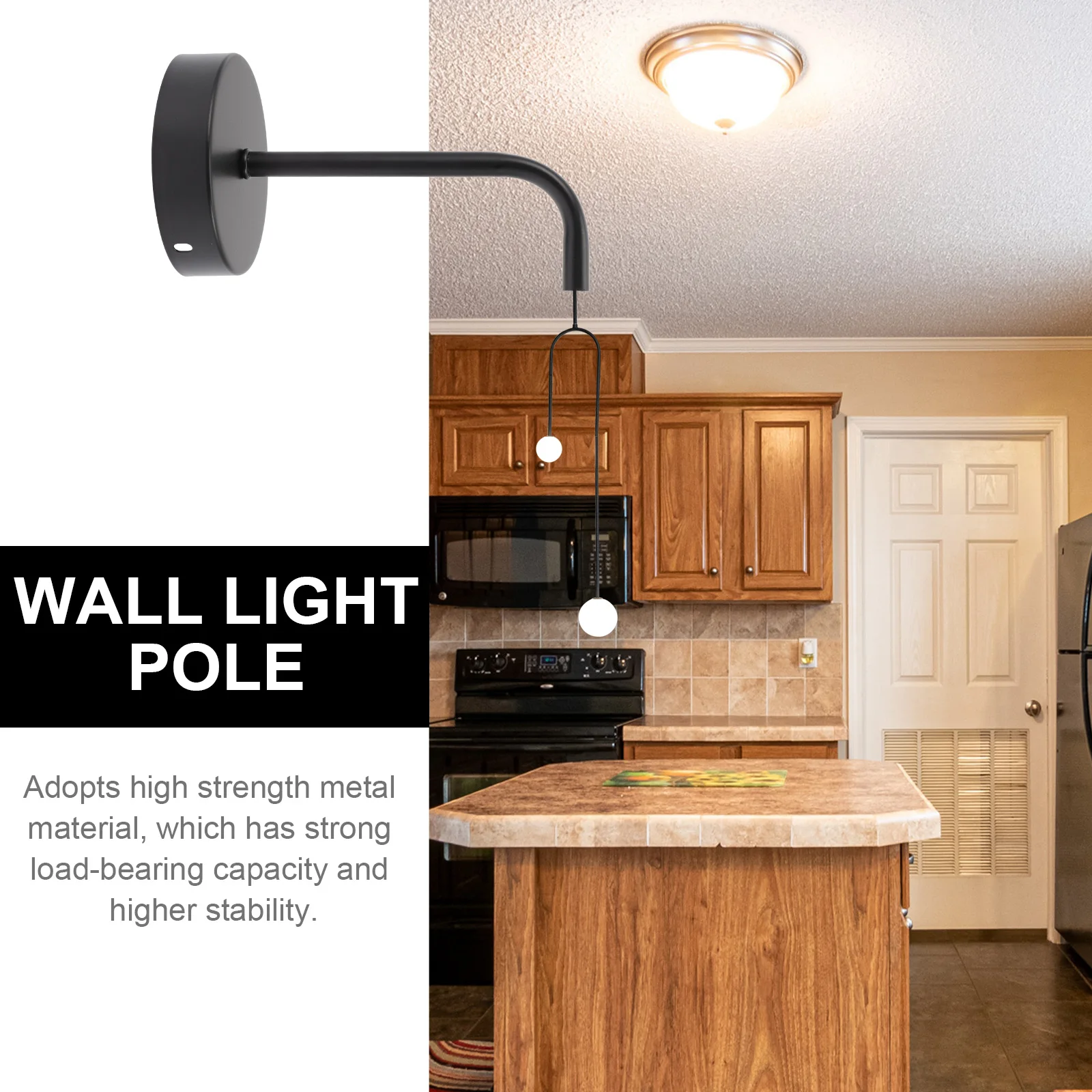 

1Set Wall Light Pole Solid Metal Durable Replacement Lamp Holder Stable Heavy Duty Wall Lamp Accessory Light Support Stand