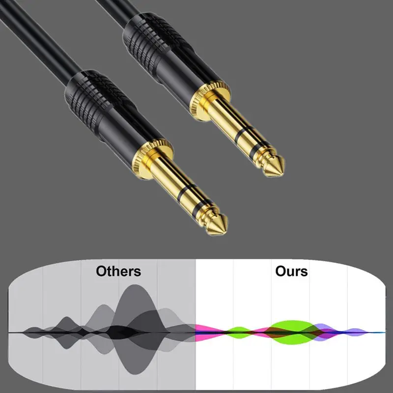 0.5m-3m Copper Core 1/4 Inch TRS Audio Cable 6.35mm Stereo Male to Male Guitar Bass Keyboard Speaker Connection Cable