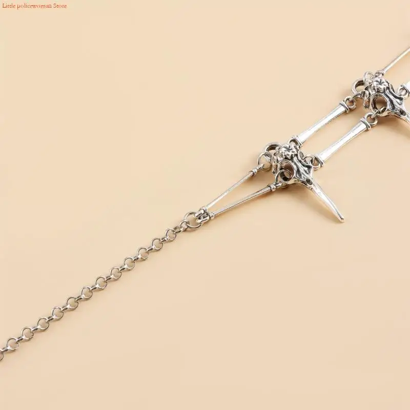 F92D Mysterious Gothic Bird Skull Necklace Party Gothic Necklace Perfect for Youthful People Seeking Unique and Charm