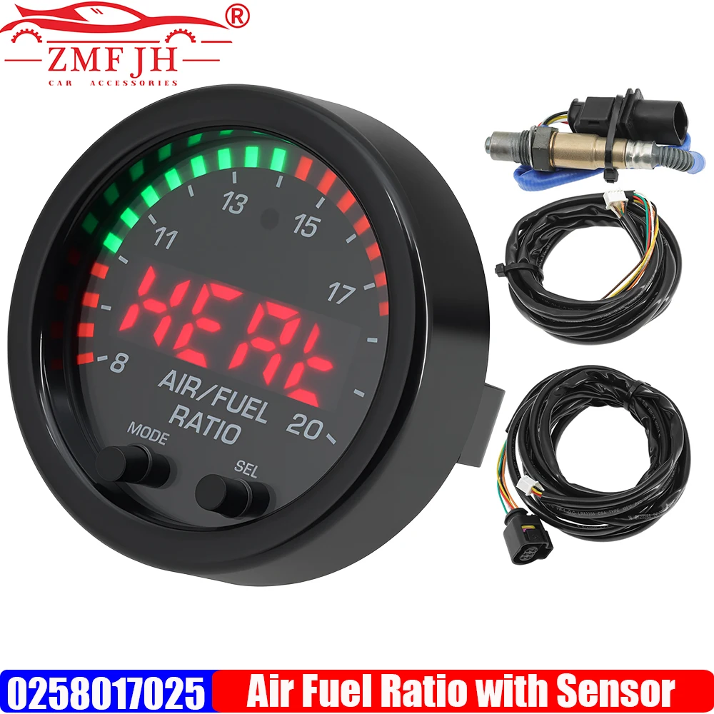 ZMFJH Car O2 Air Fuel Ratio Gauge Kit 30-0300 X-Series AFR Wideband LSU 4.9 0258017025 for Lambda Oxygen Sensor Controller Gauge