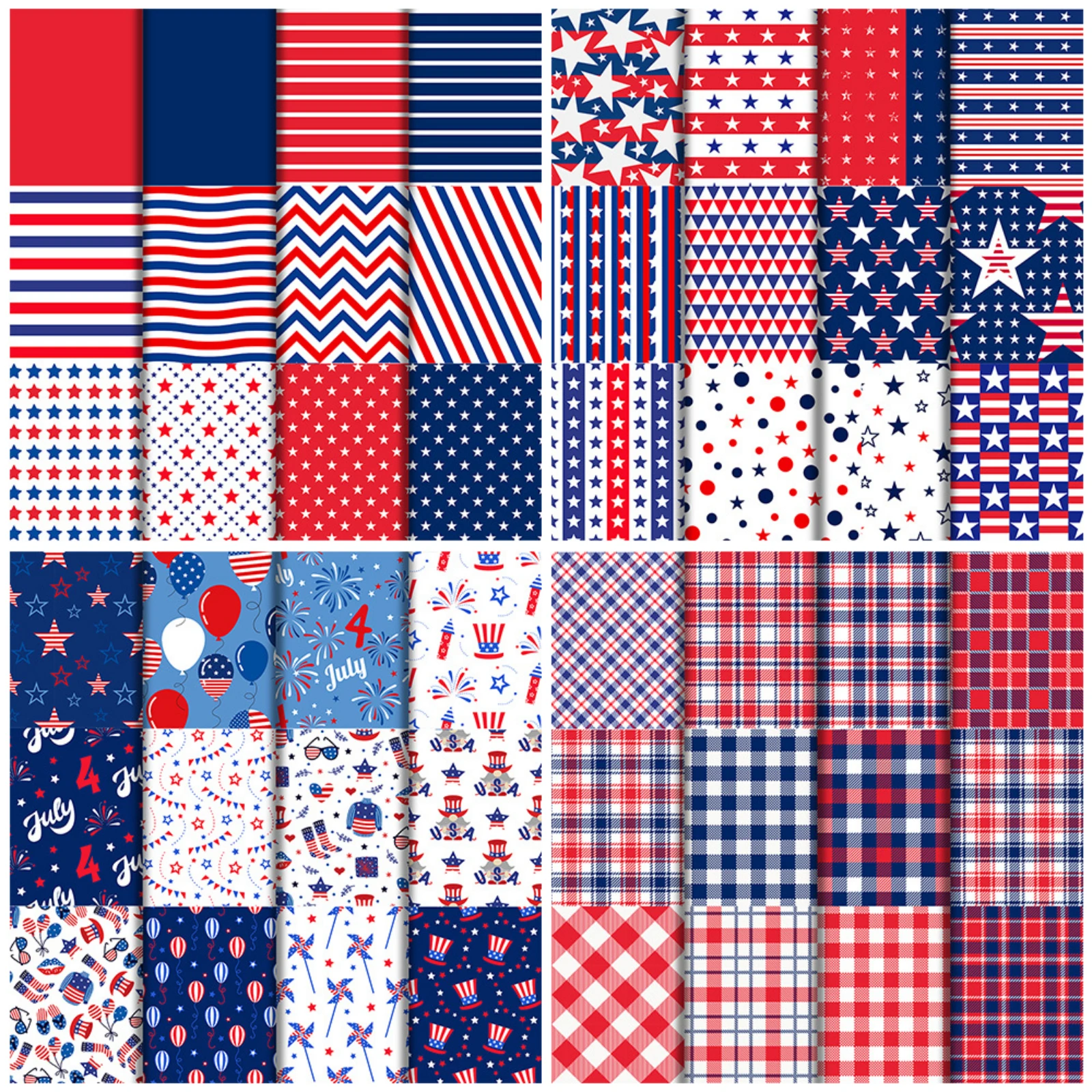 12Pcs Colorful American Independence Day Theme Holiday Party Gift Paper Package DIY Artware Package Book Cover Wrap Packing