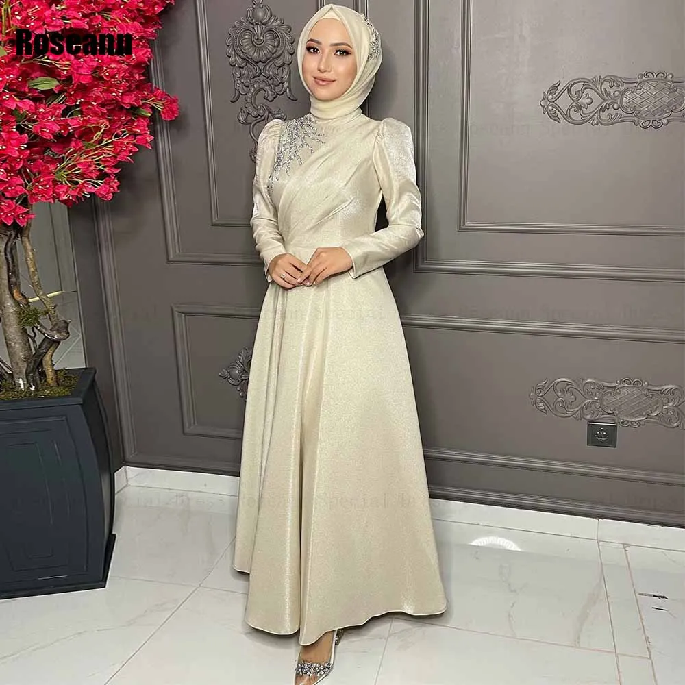 

Muslim 2024 New Design High Quality Mermaid Wedding Dresses Applique Full Draped Pleat Anke Length Bride Dress robe de mariée