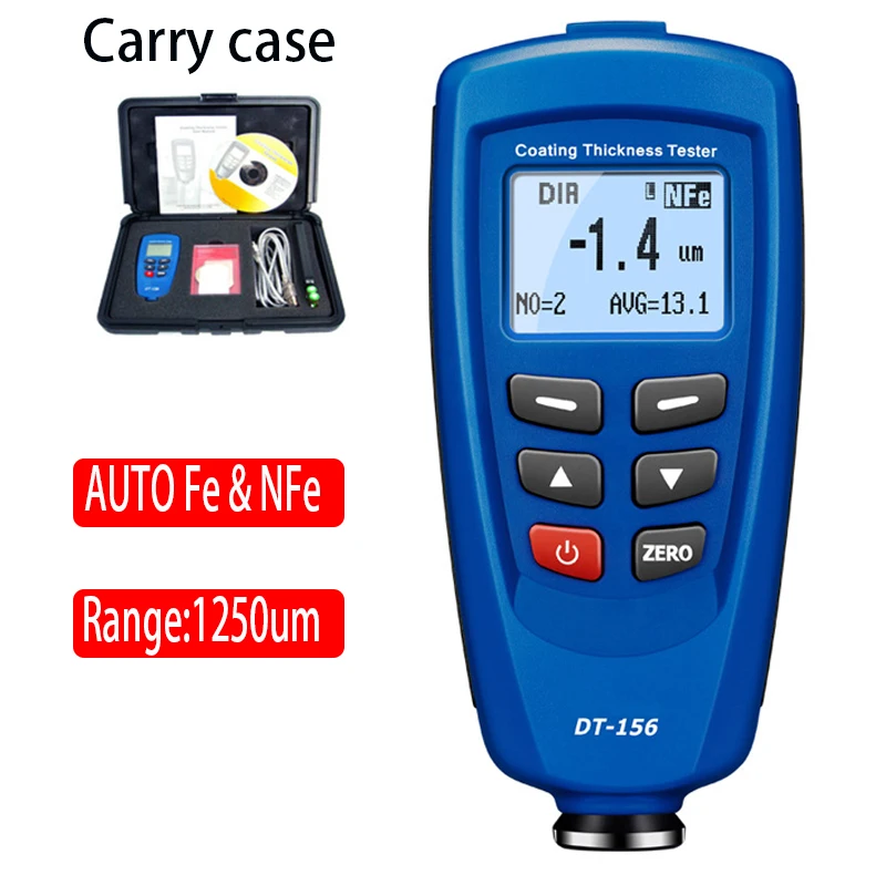 Paint Coating Thickness Gauge Meter Tester 0~1250um with Built-in Auto F & NF Probe + USB Cable + CD software