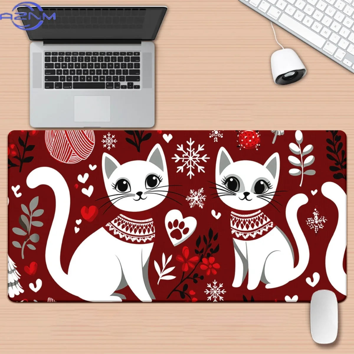 1pc a Cat-Themed Design on a Red Backdrop, High-Definition Printed Desk Pad, Versatile XXL Mousepad, Suitable for Gaming Keyboar