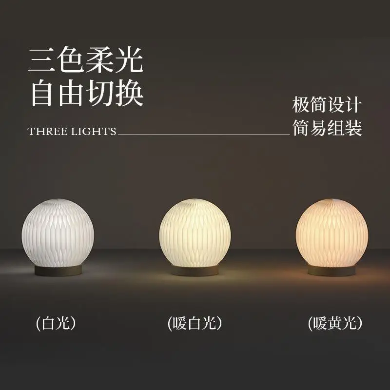 Creative Foldable Bedside Lamp Dimmable Spherical Ambient Light Space Saving Nordic Desk Lamp for Bedroom Moon Lights
