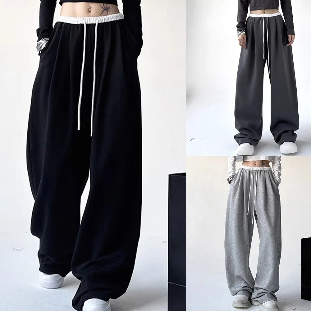 ملابس يومية سراويل فضفاضة للركض سراويل بوليستر مقاس XL سراويل رياضية نسائية طوال الموسم سراويل ذات طراز أساسي بلون واحد