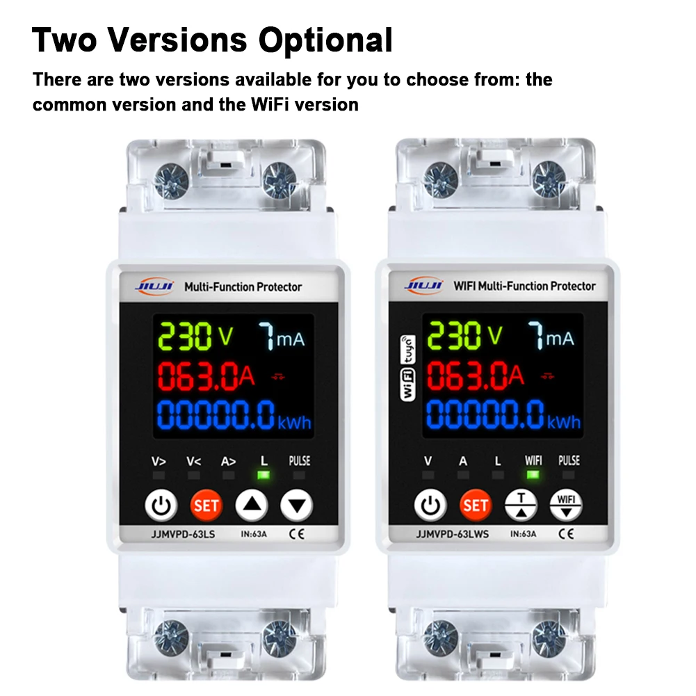 Tuya WiFi Intelligent Circuit Breaker Backlit Single-Phase Energy Meter Auto-Reclosing Protector Work with Alexa Google