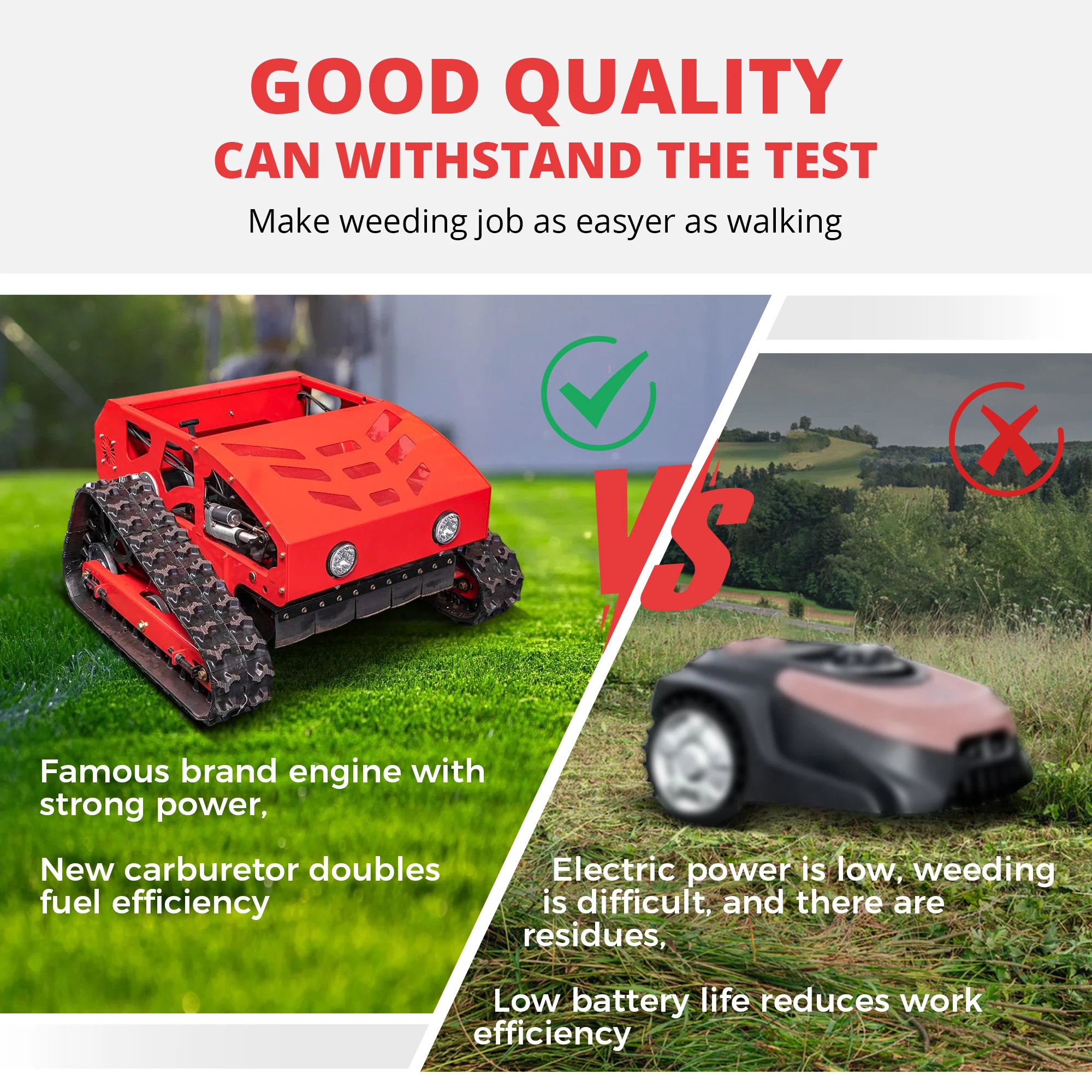 Customized Crawler Mower Electric Remote Control Brush Cutter Weeder Lawn Mower Orchard Park Home Lawn 550mm Cutting Width