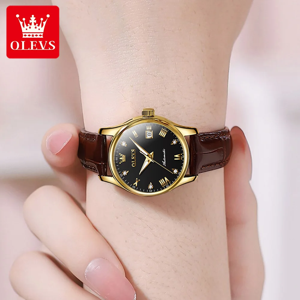 OLEVS 9932 Women\'s Watches Fashion Luxury Original Wristwatch Waterproof Luminous Automatic Watch Chronograph Date Ladies Watch