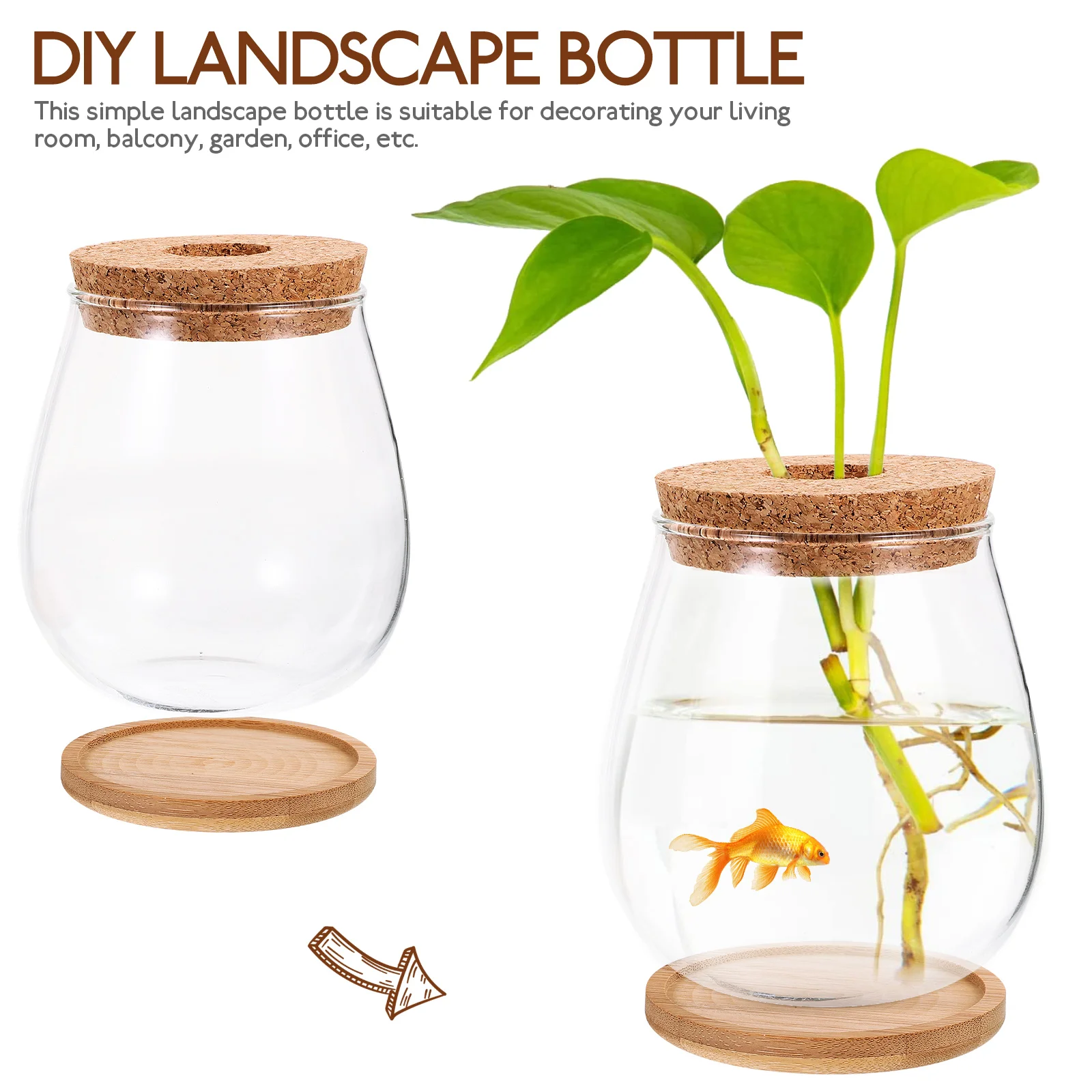 

1 Set Hydroponic Glass Terrarium Bottle Transparent Landscape Container For Plants Micro Landscaping Simple Moss Ecological