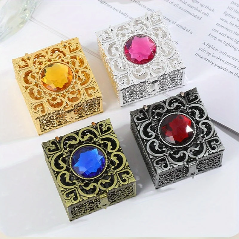 Rosary Bead Box Necklace Metal Christian Catholic Religious Jewelry Case Storage