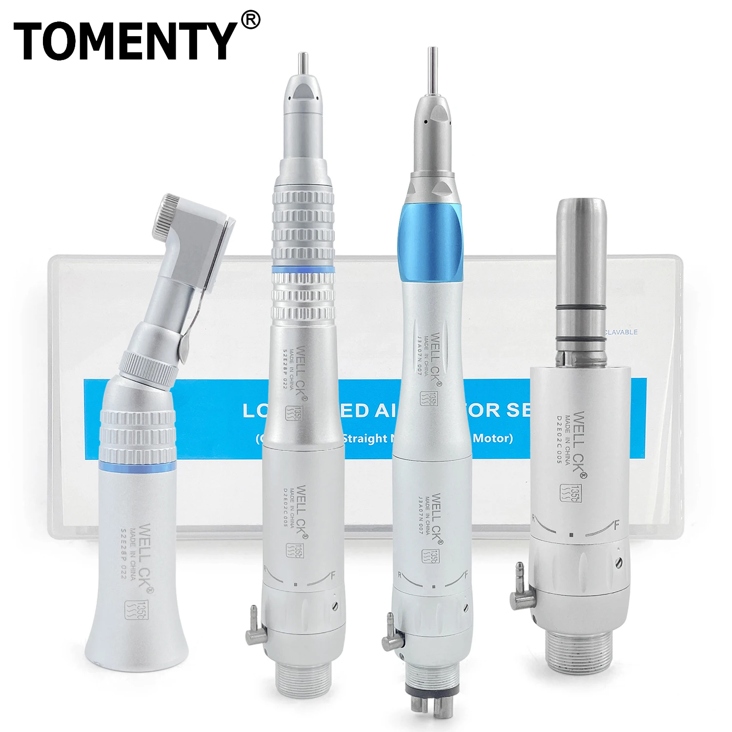 TOMENTY Dental Low Speed Handpiece Contra Angle/Straight Handpiece Reduction Implant SurgeryCone Latch 2/4 Holes Air Motor