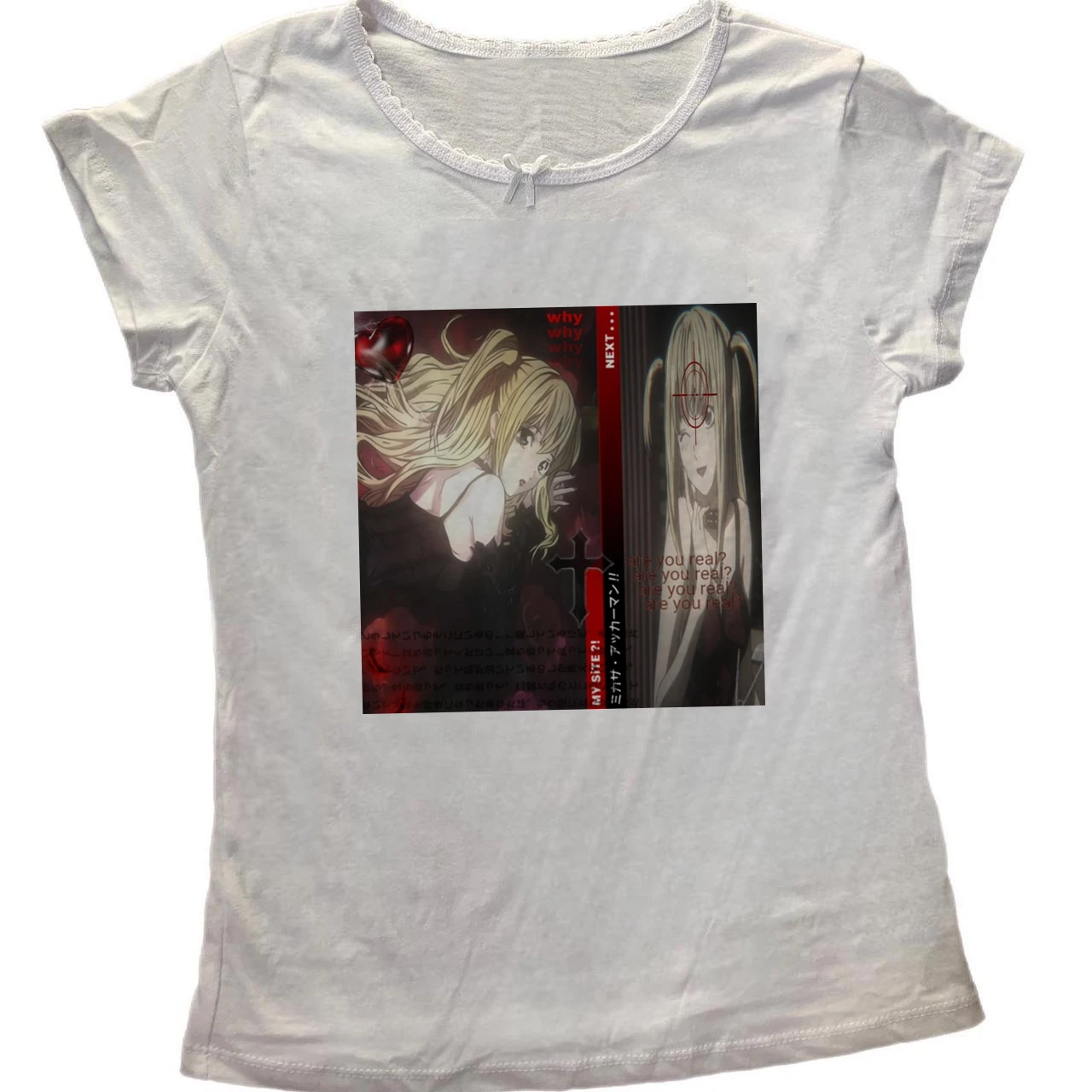 Death Note Misa Amane Split Panel Anime T Shirt Women Dark Red Manga Print Short Sleeve T-shirt Gothic Ladies Graphic Tee Tops