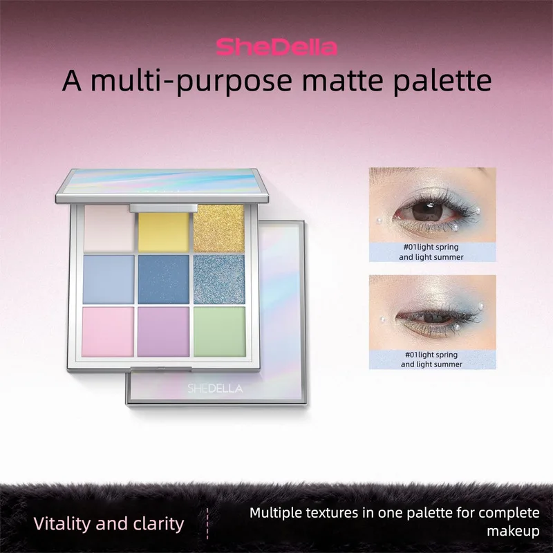 Shedella Dreamy Nine-color Spring/summer Daily Color Eyeshadow Palette For Students, Light Date Makeup, Matte Finish