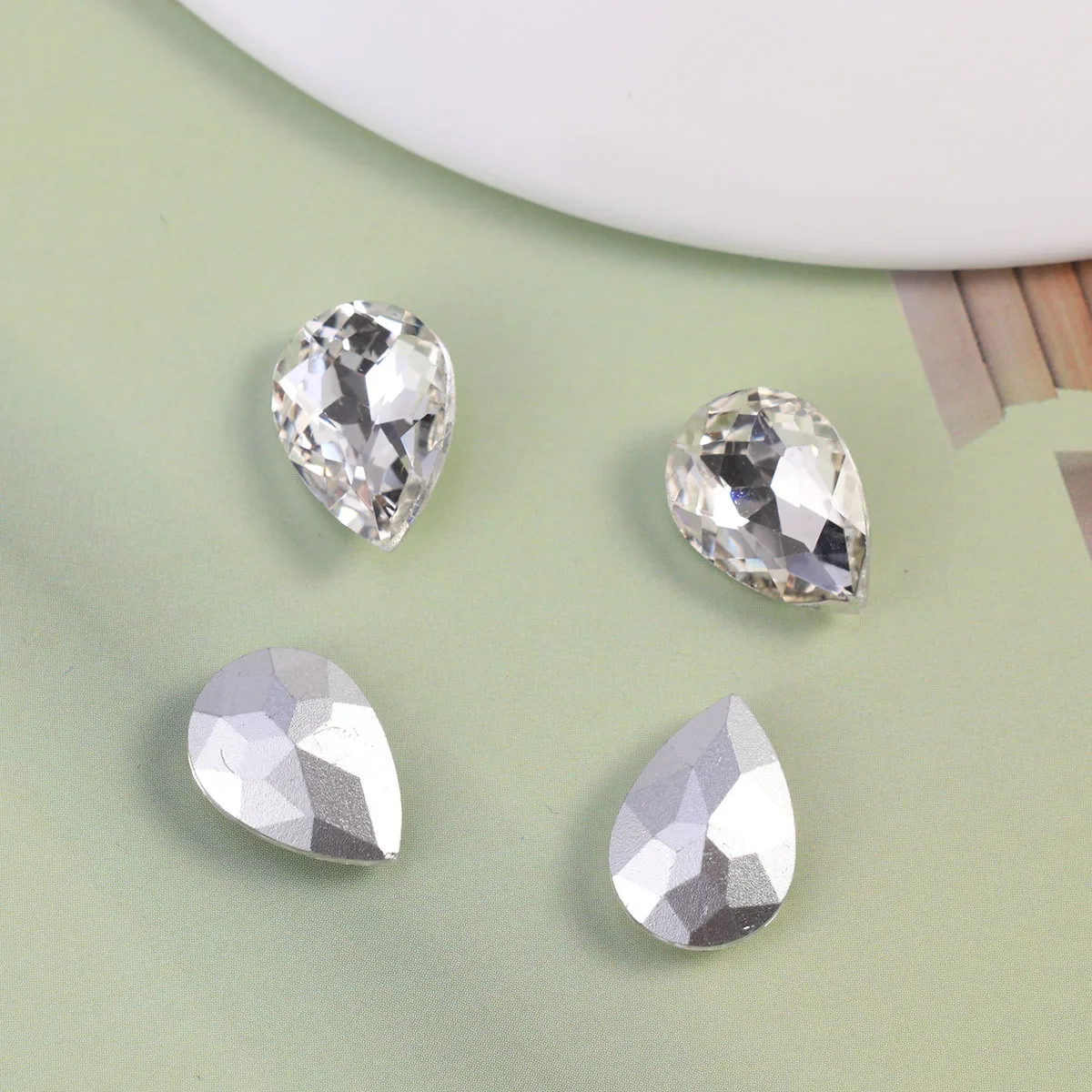 50 قطعة حفر قطرة سفلية كريستال حجر الراين لا ثقب دمعة الراتنج تألق الأحجار الكريمة DIY بها بنفسك ملابس الزفاف الأحذية الحرفية المحمول #1