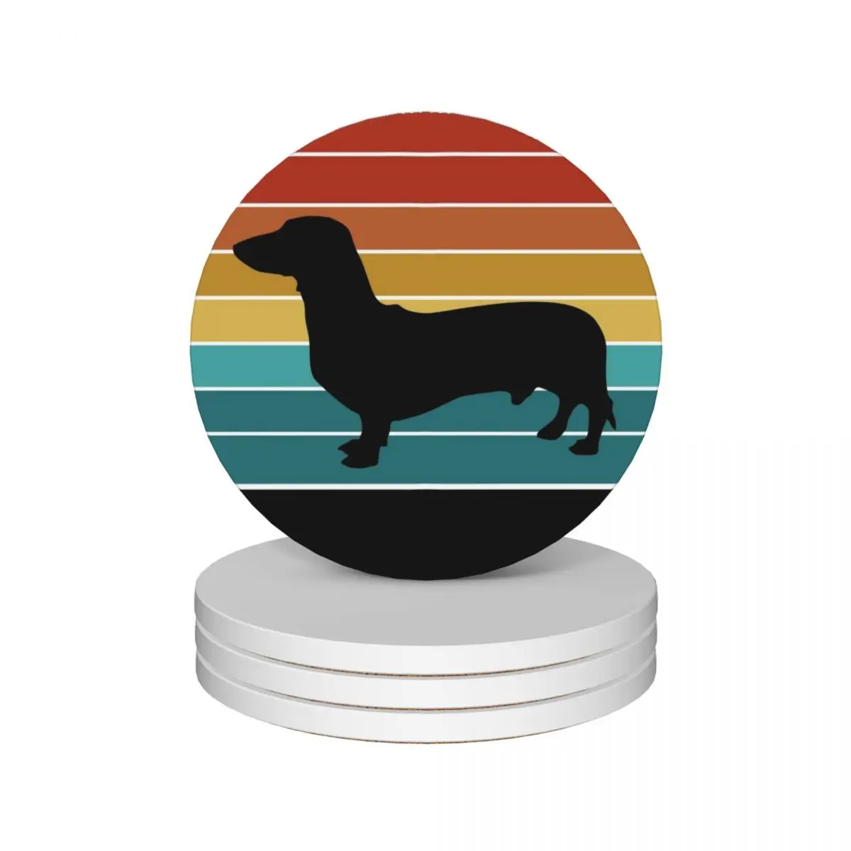 

Dachshund Dog Silhouette Vintage Sunset for Dog Lovers Ceramic Coasters (Set of 4) holder set cute customized Coasters