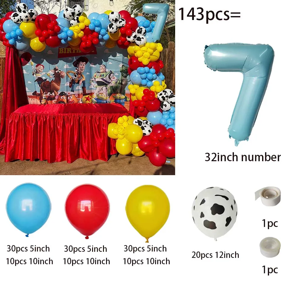 143pcs Disney Toy Story Birthday Theme Party Balloons Garland Arch Kit Buzz Lightyear Kids Birthday Party Decors Suplies Globos