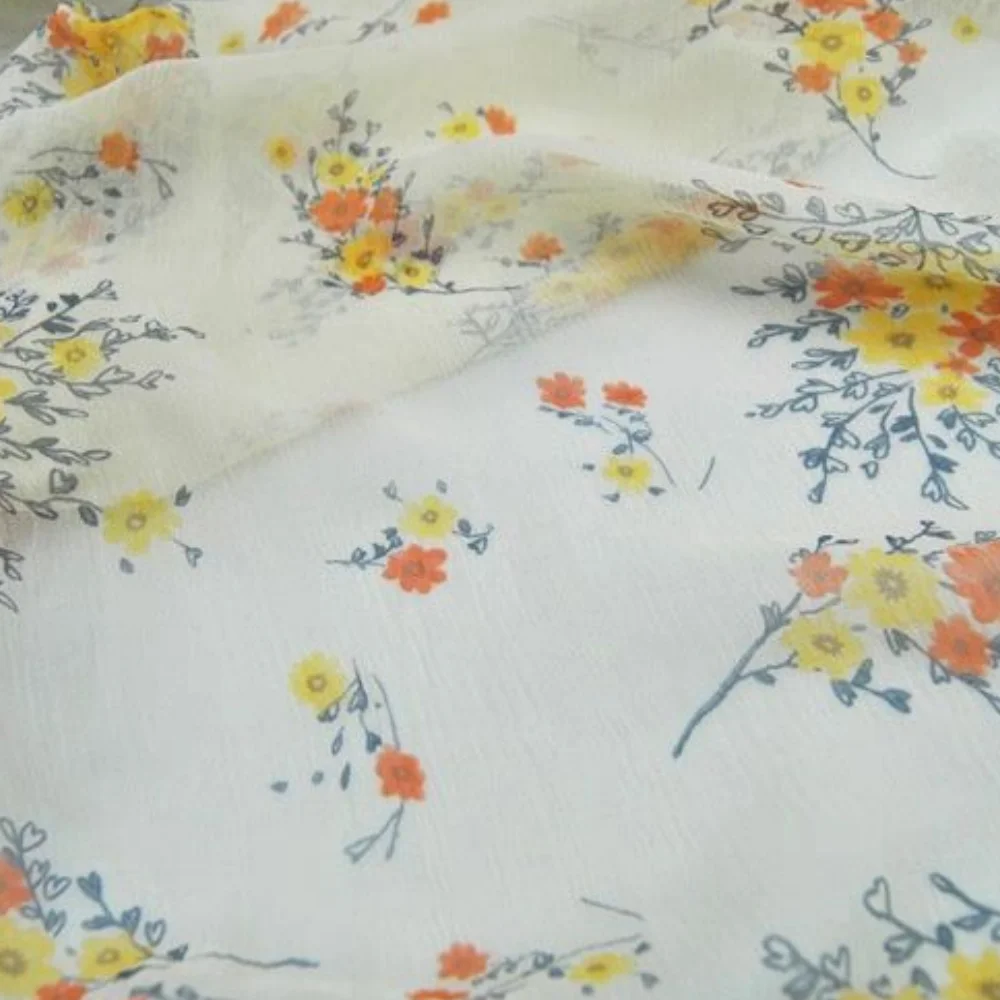 

Graceful Classic Style Top Material Silk Crinkle Georgette Fabric with Breathable for Women Summer Girl Garment Sleepwear Dress