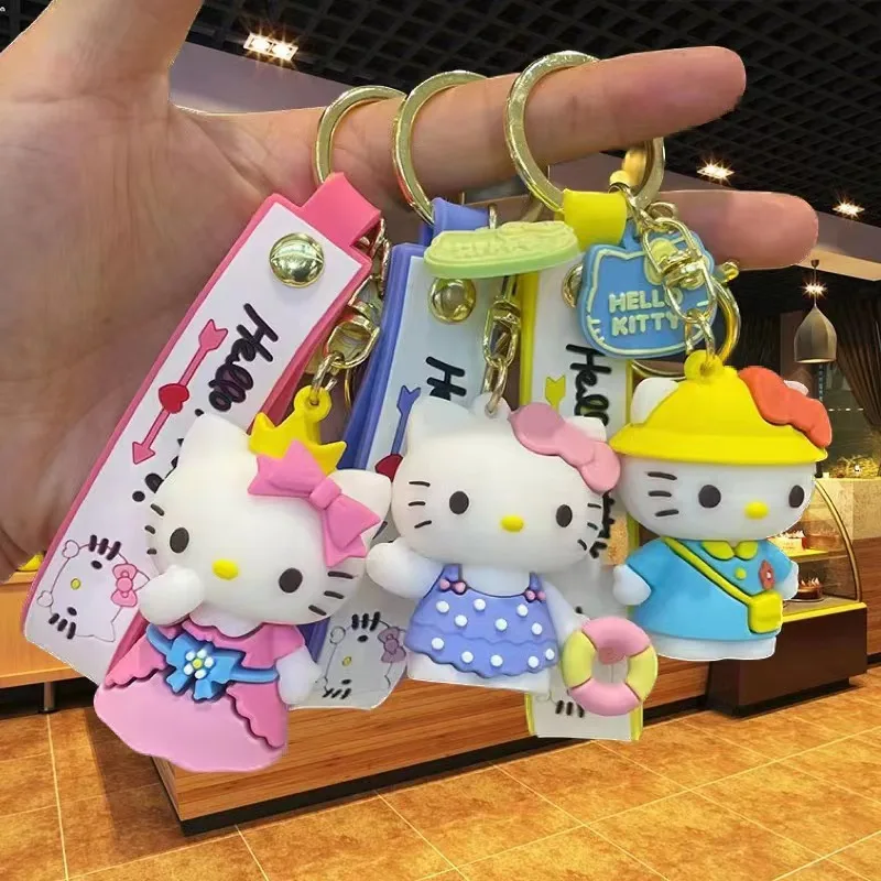 أنيمي Kawaii سانريو مرحبا كيتي المفاتيح قلادة حامل مفتاح سلسلة سيارة كيرينغ المحمول معلقة مجوهرات الاطفال اللعب الهدايا