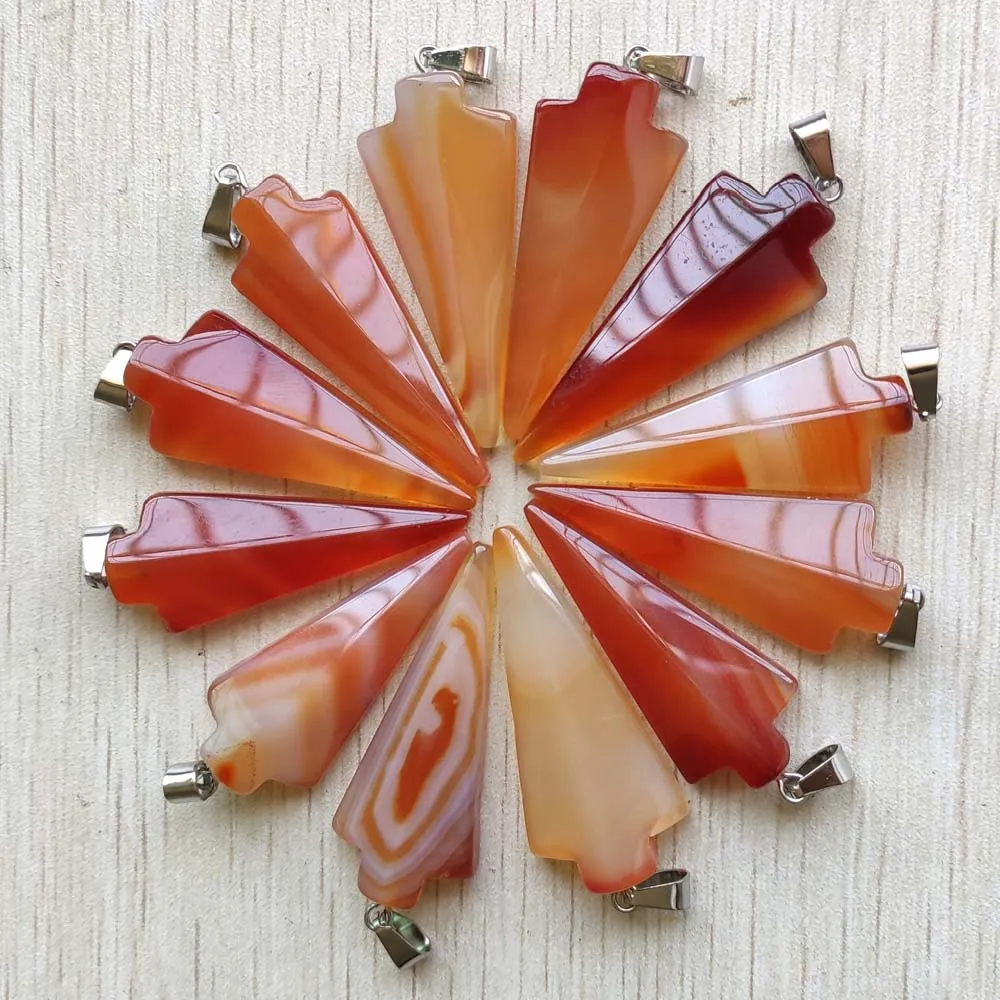 

Fashion high quality natural red agates pink arrow shape charm pendants for jewelry marking free shipping Wholesale 12pcs/lot