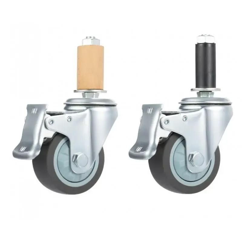 4 Pcs 2 Inch Universal Wheel With Brake & Bearings: For Round Tubes, No Drilling Required