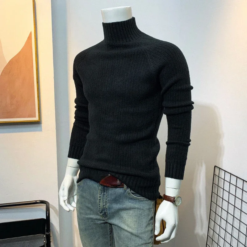 Knitwear Black High Quality Thick Korean Style Casual Knitted Sweaters for Men Fashion Woven Designer Aesthetic Top Pullover Man