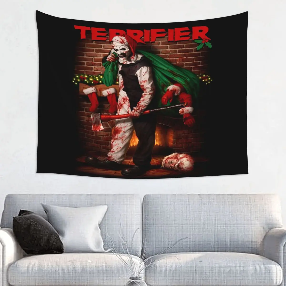 Terrifier 3 Art The Clown Horror Movie Wall Tapestry Decorative Tapestries Poster for Living Room Dorm Wall Hanging Decor