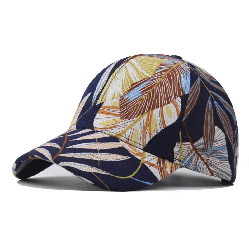 

New Cotton Colorful Chinese Style Baseball Cap Leaf Print Trucker Cap Unisex Outdoor Sun Hat