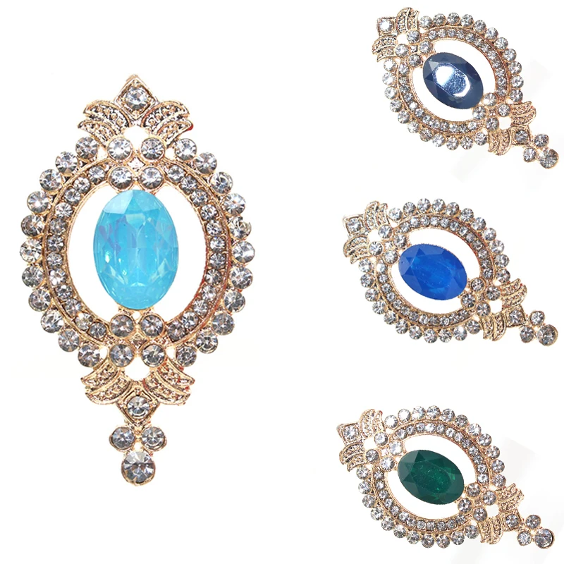 New 5PCS48 * 27MM Alloy Retro Crystal Jewelry Accessories, Flat Bottomed Rhinestones,Wedding Dress Decoration Materials