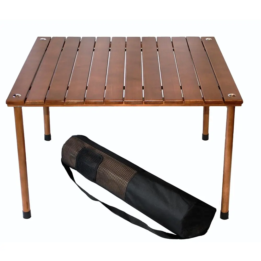 

W2716 Original Low Wood Portable Table With Carrying Bag, Brown