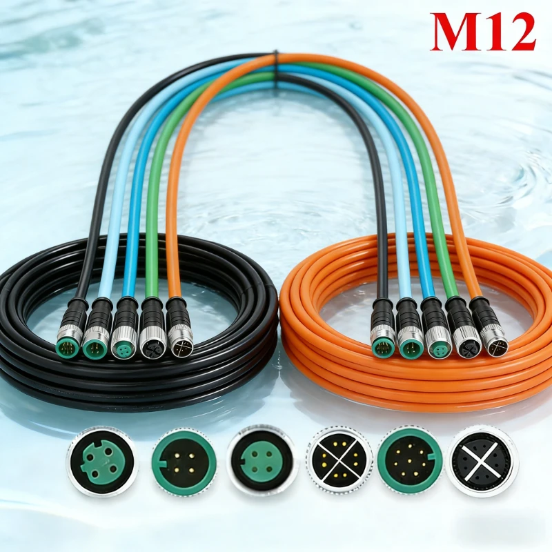 

8Pin M12 to M12 Cat6a/Cat7 X-type Connector Aviation Plug Male to Female A-type IndustrialCamera Ethernet Cable M12 Sensor Line