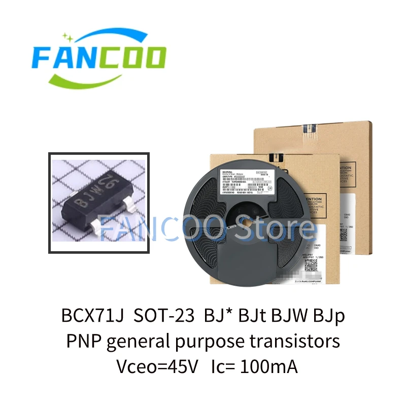 100pcs BCX71 sot-23 BCX71H marking BH*BHtBHW BCX71J SOT-23 marking  BJ* BJW BJt BCX71K SOT-23 marking BK*BKW BKt