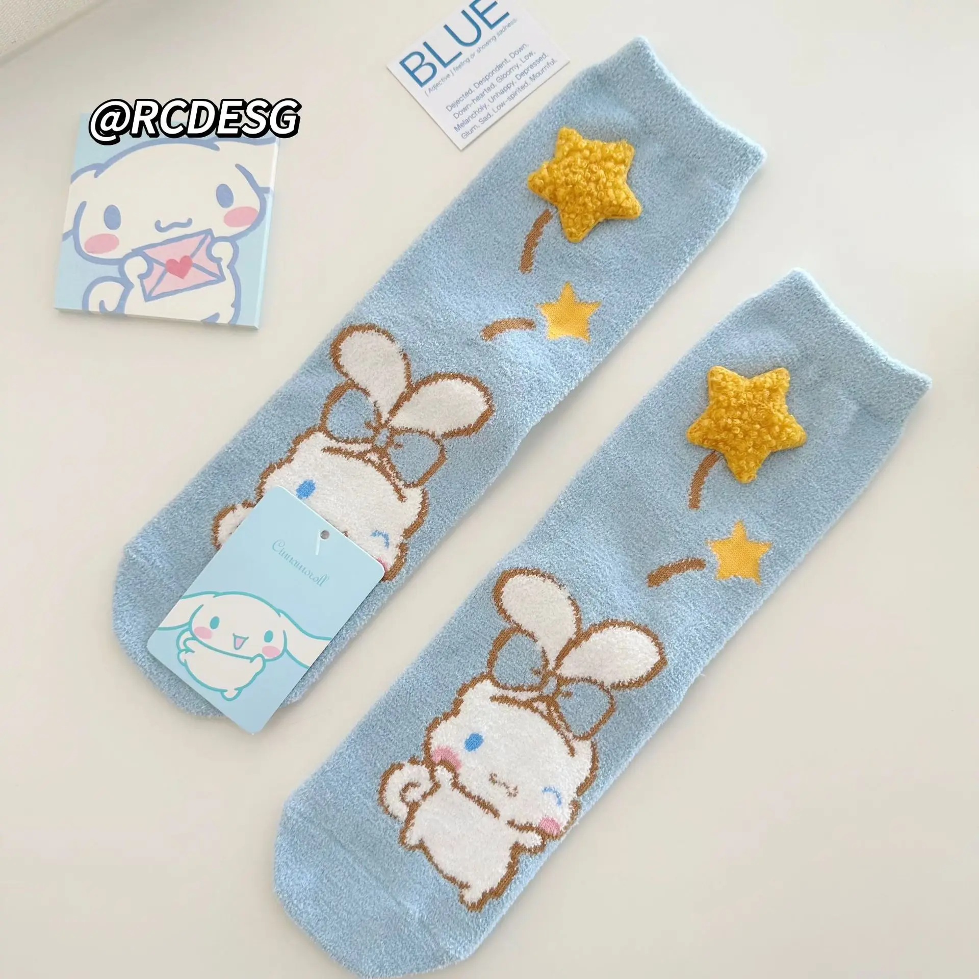 Kawaii Sanrio Pluche Sokken Cartoon Cinnamoroll Kuromi My Melody Anime Sockings Herfst/Winter Vloer Zachte Ademende Sokken Voor meisje